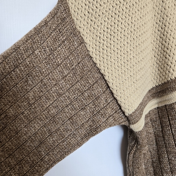 CARDIGAN SWEATER MENS BROWN TAN KNIT ZIPPER CLOSURE (XL) - Picture 7 of 10